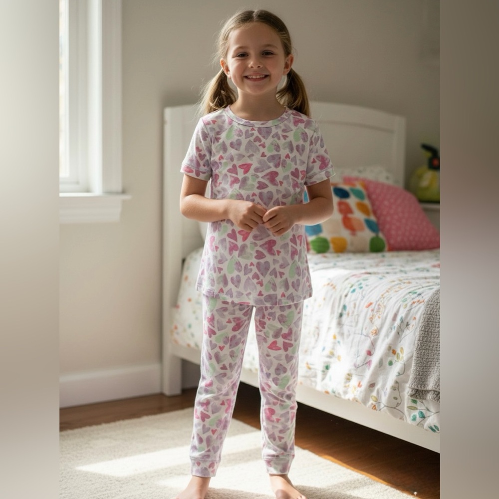 NEW Sleep On It Girls Heart Print Pajama Set - Size 7